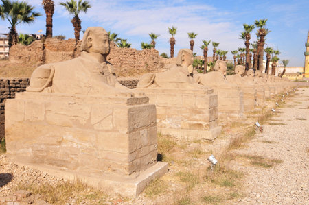 Ruins of the Ancient Karnak Temple in Luxor, Egypt, Africa.の写真素材