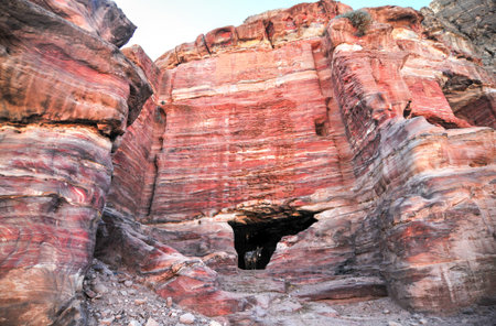 Mule in Nabataeans capital city (Al Khazneh), Petra, Jordan.の写真素材