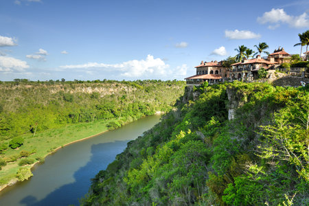 Tropical river Chavon in the Dominican Republicの写真素材