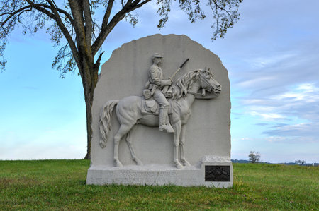 17th Pennsylvania Cavalry Memorial monument at the Gettysburg National Military Park, Pennsylvania.のeditorial素材