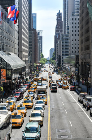 NEW YORK - AUGUST 17, 2013: New York Traffic along 42nd Street.