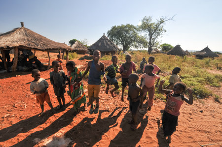 MIKUNI VILLAGE, ZAMBIA - APRIL 22, 2012: Young Children of Mikuni Village, Zambia