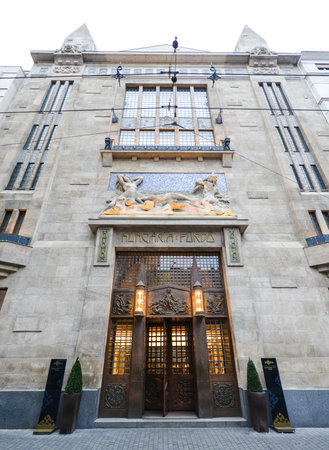 Hungaria Furdo (Hungaria Bath) classic Art Nouveau bathhouse in Budapest.のeditorial素材