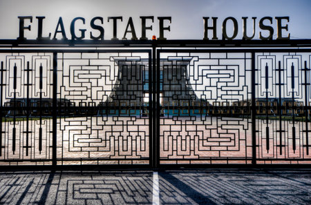 ACCRA, GHANA - APRIL 29, 2012: The Flagstaff House, commonly known as "Flagstaff House", is the presidential palace in Accra which serves as a residence and office to the President of Ghana.のeditorial素材