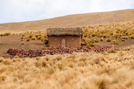 Farm along the Cusco-Puno Road in Peru, South America following the Sacred Valley of the Incas.の写真素材