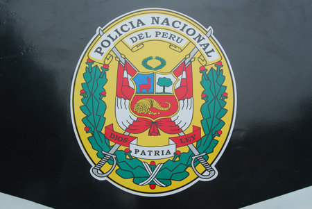 LIMA, PERU - AUGUST 21, 2006: The symbol of the National Police of Peru.のeditorial素材