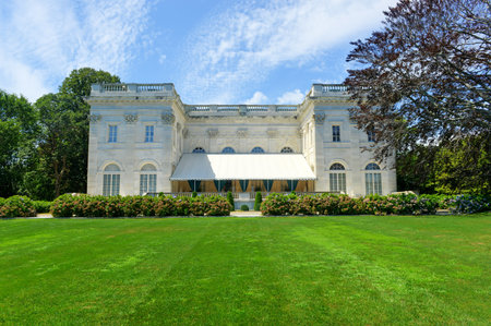 NEWPORT, RHODE ISLAND - AUGUST 4, 2013: The Marble House in Newport, Rhode Island. It is a Gilded Age mansion and its temple-front portico is like that of the White House.のeditorial素材