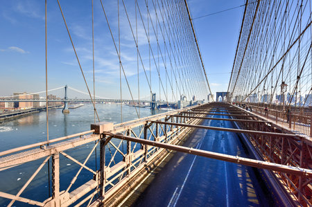 Brooklyn Bridge following a snowstorm in New York City.