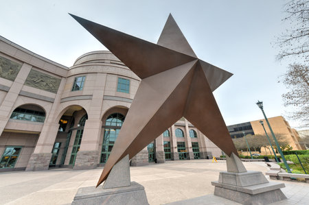 Texas Star in front of the Bob Bullock Texas State History Museum in downtown Austin, Texas.のeditorial素材