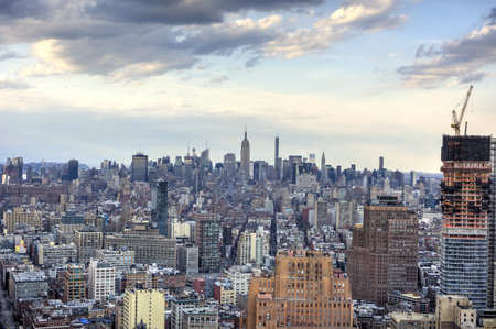 The New York City Skyline with a view from downtown looking towards midtown.のeditorial素材