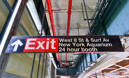 West 8th Street Subway Station in the Coney Island area of Brooklyn, New York.のeditorial素材