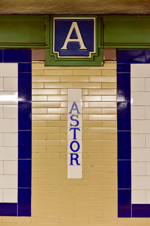 New York, USA - May 31, 2015: Astor Place / Cooper Union Subway Station on the 6 Line. Part of the MTA of New York City in Manhattan.のeditorial素材