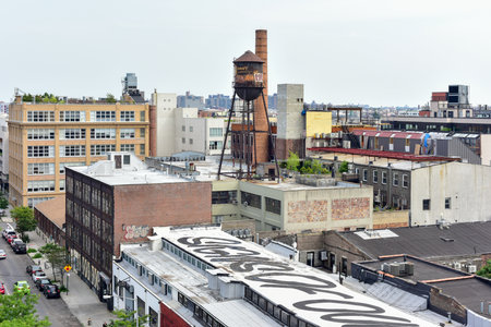 Brooklyn, New York - July 12, 2015: Graffiti covered buildings in  Williamsburg, Brooklyn....