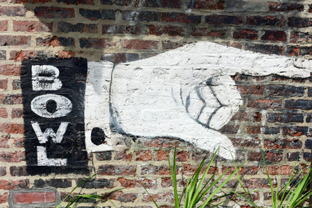 Brooklyn, New York - July 12, 2015: Brooklyn Bowl entrance sign in the Williamsburg neighborhood of Brooklyn.のeditorial素材