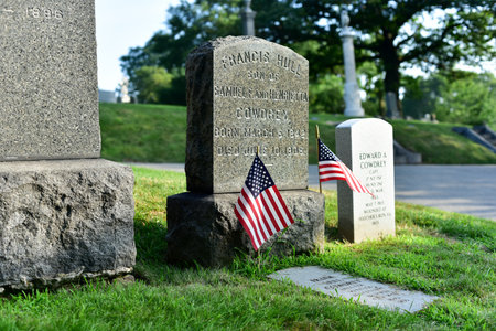 Majestic tomb in the historic Greenwood Cemetery in Brooklyn, New York.のeditorial素材