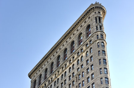New York City - August 1, 2015: Flat Iron building facade. Completed in 1902, it is considered to be one of the first skyscrapers ever built.のeditorial素材