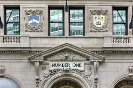 New York, New York - July 15, 2015: 1 Broadway is an office building located on Broadway, formerly known as "United States Lines-Panama Pacific Lines Building", in New York City.のeditorial素材