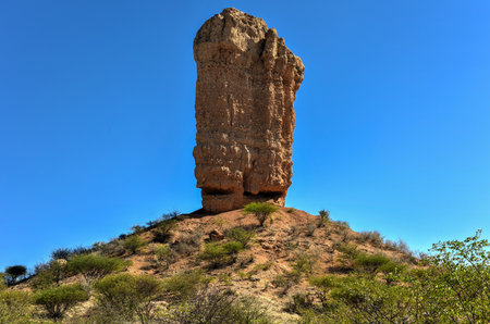 The Vingerklip (Rock Finger) in Namibia is a geological leftover of the Ugab Terrace. の写真素材