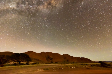 Stars in the night in the NamibRand Nature Reserve in Namibiaの写真素材
