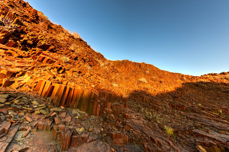 Basalt, volcanic rocks known as the Organ Pipes in Twyfelfontein, Damaraland, Namibia, Southern...