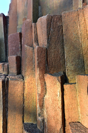 Basalt, volcanic rocks known as the Organ Pipes in Twyfelfontein, Damaraland, Namibia, Southern Africaの写真素材