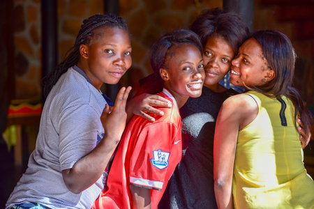 Kunene, Namibia - May 20, 2015: Local Namibian girls in Kunene by the Aba-Huab River.のeditorial素材