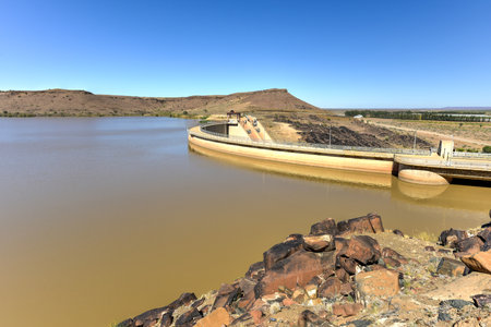 The Naute Dam is a dam outside of Keetmanshoop in the Karas Region of Namibia. It was built between 1970-1972 and was officially commissioned in September 1972.の写真素材