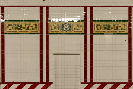 New York City - October 16, 2015: End of the line at the Eighth Avenue Subway station in the NYC...