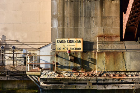 Cable Crossing sign on the Michigan Avenue Bridge in Chicago.