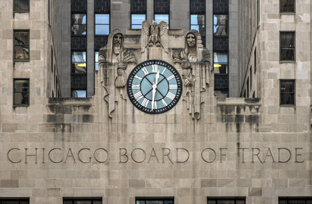 Chicago Board of Trade Building, Chicago, Illinois. The art deco building was built in 1930 and first designated a Chicago Landmark on May 4, 1977.のeditorial素材