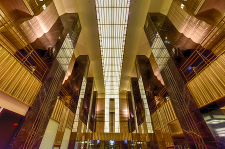 Chicago - September 7, 2015: Chicago Board of Trade Building lobby in Chicago, Illinois. The art deco building was built in 1930 and first designated a Chicago Landmark on May 4, 1977.のeditorial素材