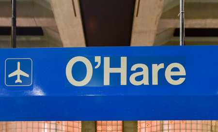 Chicago - September 8, 2015: Subway station leading into O'Hare Airport in Chicago.のeditorial素材