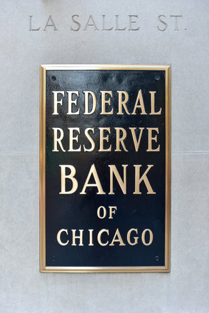 Federal Reserve Bank of Chicago (informally the Chicago Fed) on La Salle Street.のeditorial素材