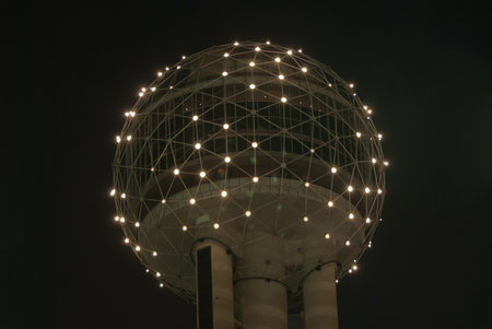 Dallas - May 13, 2007: Dallas Reunion Tower in Dallas Texas at night.のeditorial素材