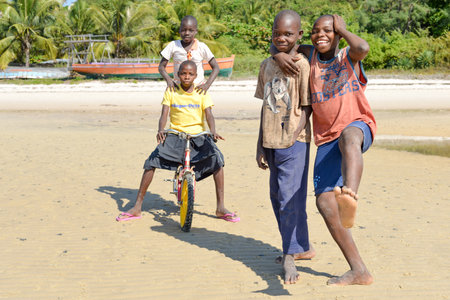 Vilankulo, Mozambique - July 8, 2012: Local Mozambican boys of Vilankulo.のeditorial素材