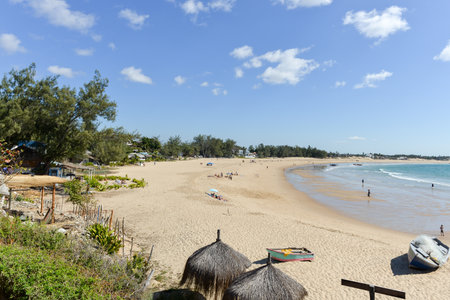 Vilankulo, Mozambique - July 4, 2012: Shoreline of Tofo Beach in Vilankulo, Mozambique. Tofo is well known for scuba diving.のeditorial素材