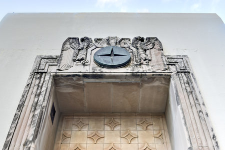 San Juan, Puerto Rico - December 24, 2015: Bank building in San Juan, Puerto Rico. The bank in the art deco style.のeditorial素材