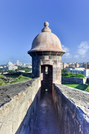 Castillo de San Cristobal in San Juan, Puerto Rico. It is designated as a UNESCO World Heritage Site since 1983. It was built by Spain to protect against land based attacks on the city of San Juan.のeditorial素材