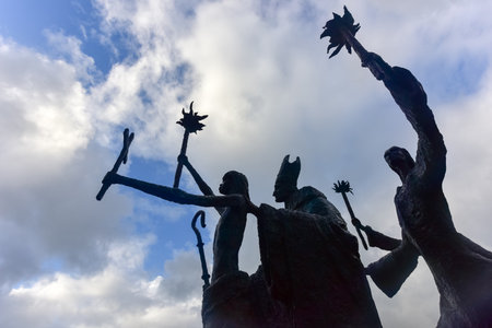 Plaza de la Rogativa, Old San Juan, Puerto Rico. La Rogativa means The Procession, which tells the legend about a Catholic Bishop and his companions.のeditorial素材