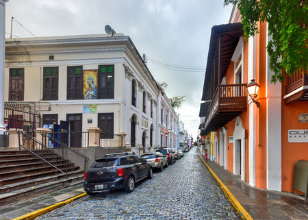 San Juan, Puerto Rico - December 26, 2015: Street in Old San Juan, Puerto Ricoのeditorial素材