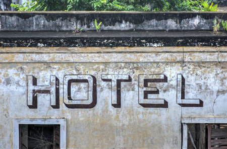 Exterior of an abandoned hotel in Old San Juan, Puerto Rico.の写真素材