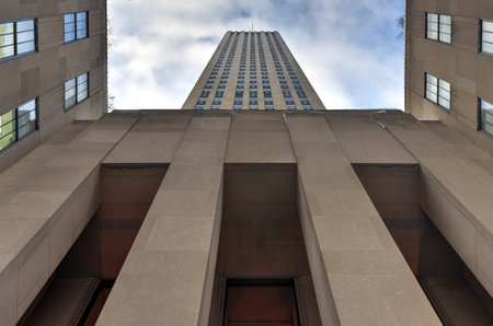 New York - January 24, 2016: Vertical view of Rockefeller Center in New York.のeditorial素材