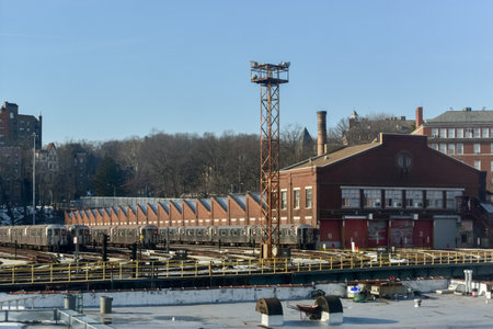 Bronx, New York - January 31, 2016: 240th Street Train Yard (Van Cortlandt Yard) for maintenance of...