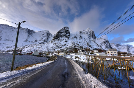 Winter time in Reine, Lofoten Islands, Norway.の写真素材