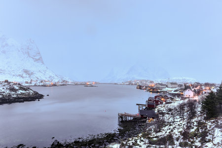 Winter in Reine, Lofoten Islands, Norway.の写真素材