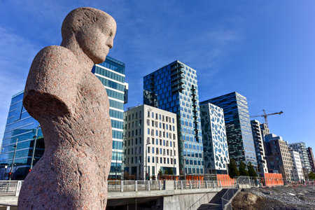 Oslo, Norway - February 28, 2016: Modern business architecture in the center of Oslo, Norway.のeditorial素材