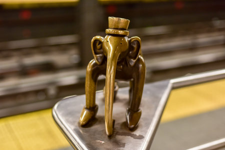 New York - May 19, 2016: Life Underground art installation by Tom Otterness in the 14th Street Eighth Avenue Station in Manhattan, New York.のeditorial素材