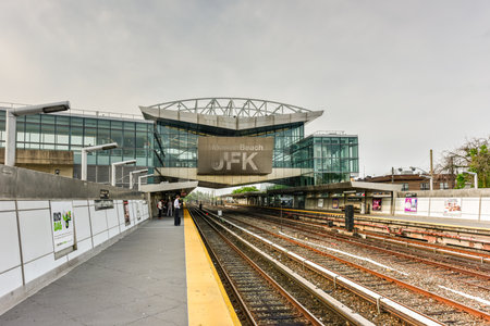 Queens, New York - May 31, 2016: Howard Beach-JFK Subway station in Queens, New York.