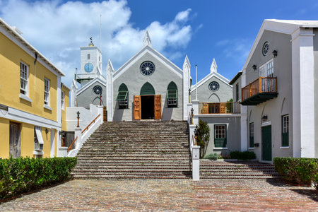 Their Majesties Chappell, St. Peter's Church, in St. George's, Bermuda, is the oldest surviving Anglican church in continuous use outside the British Isles.の写真素材