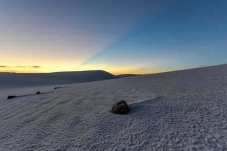 Sunset at White Sands National Monument in New Mexico.の写真素材